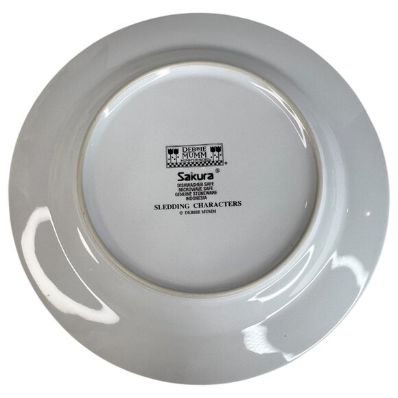 Set Of 4 Sakura Debbie Mumm Sledding Characters Ceramic Salad Plates 8.25 Skiing - Picture 9 of 9